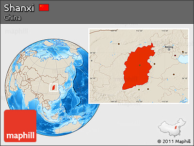 Shaded Relief Location Map of Shanxi