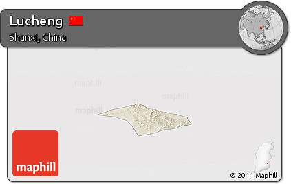 Shaded Relief Panoramic Map of Lucheng, cropped outside