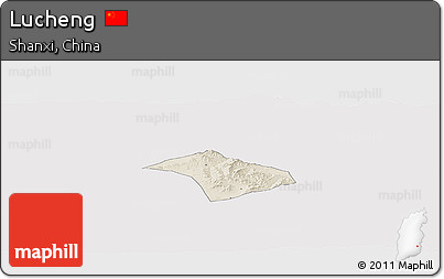 Shaded Relief Panoramic Map of Lucheng, cropped outside