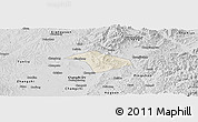 Shaded Relief Panoramic Map of Lucheng, desaturated