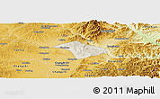 Shaded Relief Panoramic Map of Lucheng, physical outside