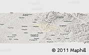 Shaded Relief Panoramic Map of Lucheng, semi-desaturated