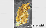 Physical Map of Shanxi, darken, desaturated