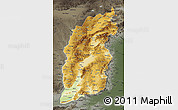 Physical Map of Shanxi, darken, semi-desaturated