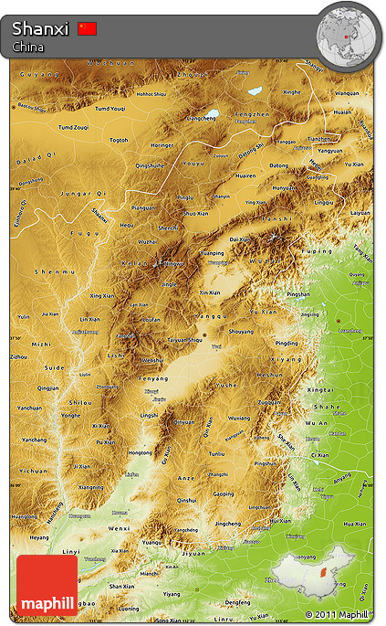 Physical Map of Shanxi