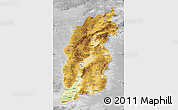 Physical Map of Shanxi, lighten, desaturated
