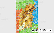 Physical Map of Shanxi, political shades outside