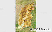 Physical Map of Shanxi, satellite outside