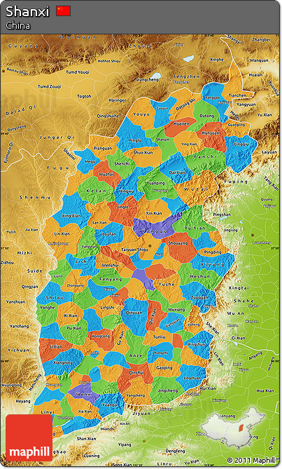 Political Map of Shanxi, physical outside