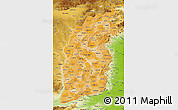 Political Shades Map of Shanxi, physical outside