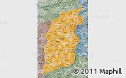 Political Shades Map of Shanxi, semi-desaturated