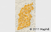 Political Shades Map of Shanxi, shaded relief outside