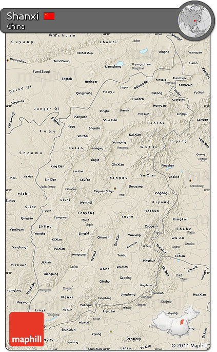 Shaded Relief Map of Shanxi