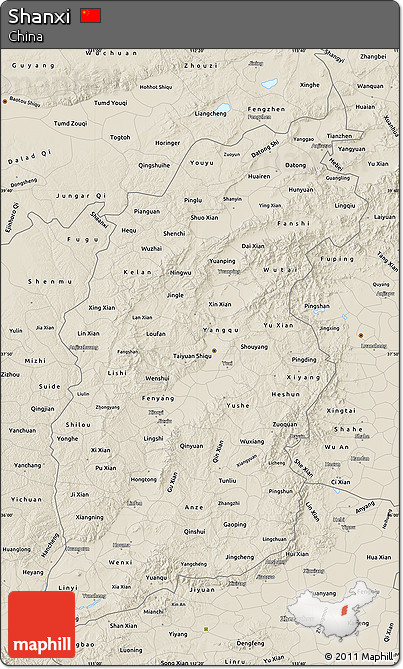 Shaded Relief Map of Shanxi