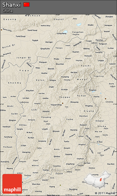 Shaded Relief Map of Shanxi
