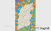 Shaded Relief Map of Shanxi, political outside
