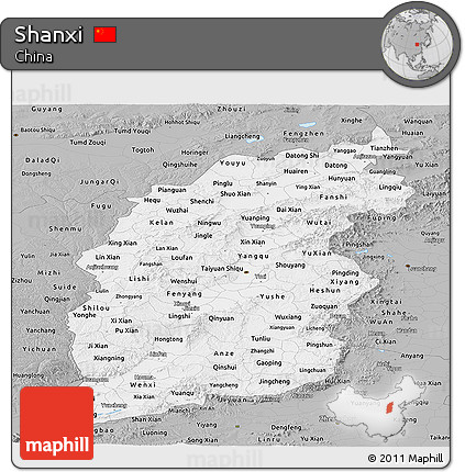Gray Panoramic Map of Shanxi
