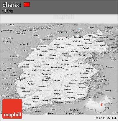 Gray Panoramic Map of Shanxi