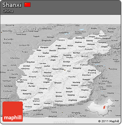Gray Panoramic Map of Shanxi