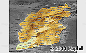 Physical Panoramic Map of Shanxi, darken, desaturated