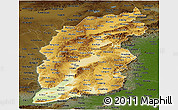 Physical Panoramic Map of Shanxi, darken