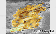 Physical Panoramic Map of Shanxi, desaturated