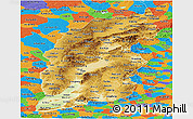 Physical Panoramic Map of Shanxi, political outside