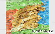 Physical Panoramic Map of Shanxi, political shades outside