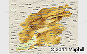 Physical Panoramic Map of Shanxi, shaded relief outside