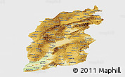 Physical Panoramic Map of Shanxi, single color outside