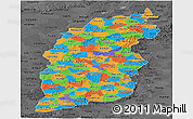 Political Panoramic Map of Shanxi, darken, desaturated