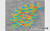 Political Panoramic Map of Shanxi, desaturated