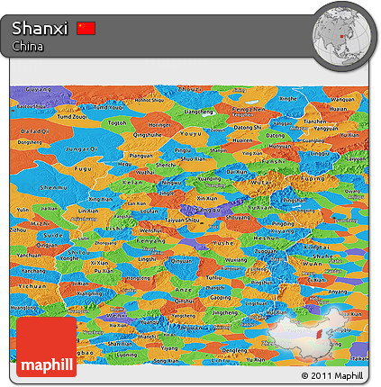Political Panoramic Map of Shanxi
