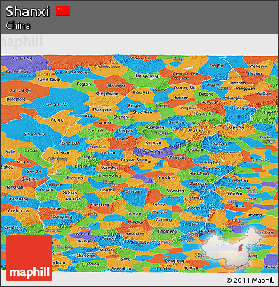 Political Panoramic Map of Shanxi
