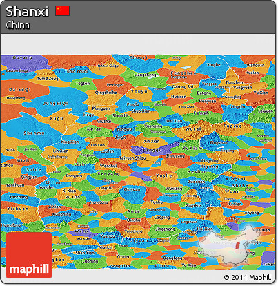 Political Panoramic Map of Shanxi