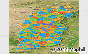 Political Panoramic Map of Shanxi, satellite outside