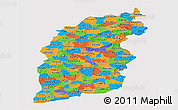 Political Panoramic Map of Shanxi, single color outside