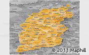 Political Shades Panoramic Map of Shanxi, desaturated