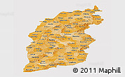 Political Shades Panoramic Map of Shanxi, single color outside