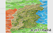 Satellite Panoramic Map of Shanxi, political shades outside