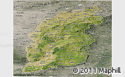 Satellite Panoramic Map of Shanxi, semi-desaturated