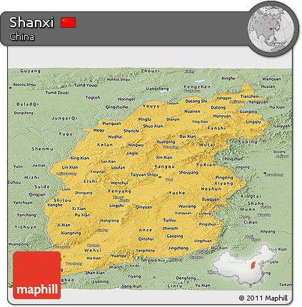 Savanna Style Panoramic Map of Shanxi
