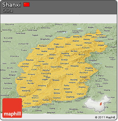 Savanna Style Panoramic Map of Shanxi