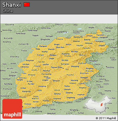 Savanna Style Panoramic Map of Shanxi