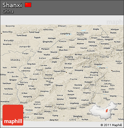 Shaded Relief Panoramic Map of Shanxi