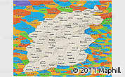 Shaded Relief Panoramic Map of Shanxi, political outside