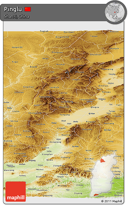 Physical Panoramic Map of Pinglu