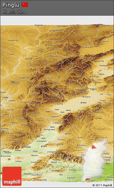 Physical Panoramic Map of Pinglu
