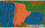 Political 3D Map of Qin Xian, darken