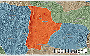 Political 3D Map of Qin Xian, semi-desaturated